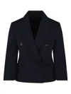 Max Mara Mxmdorico Stretch Virgin Wool Blazer In Blue