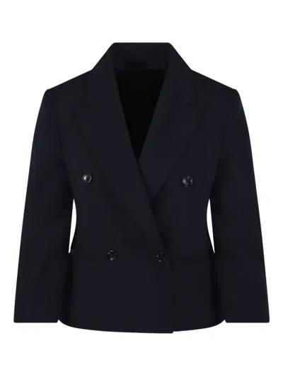 Max Mara Mxmdorico Stretch Virgin Wool Blazer In Blue