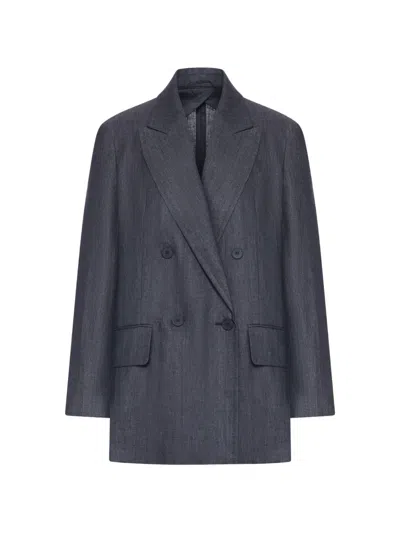Max Mara Double-breasted Blazer In Blue