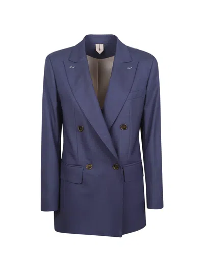 Max Mara Tailored Double Breasted Jacket Notch Lapel In Blue