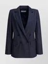 Max Mara Denim-effect Double-breasted Blazer Jackets Blue In Burgundy