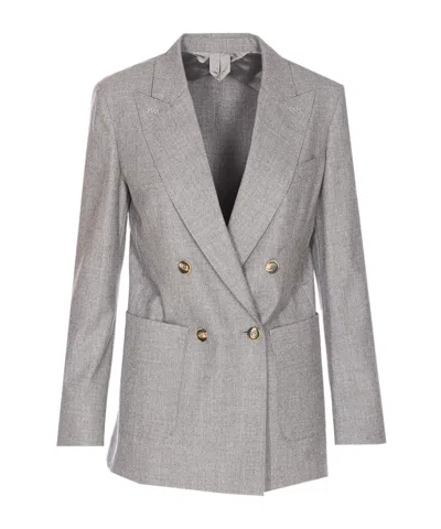 Max Mara Double Breasted Blazer In Gray