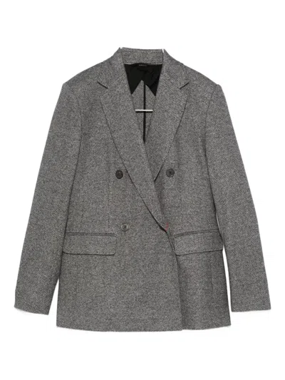 Max Mara Double-breasted Blazer In Gray