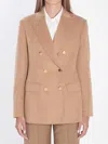 Max Mara Peak Lapel Double-breasted Blazer In Brown