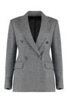 Max Mara Studio Double-breasted Blazer In Jersey In Gray