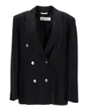 Max Mara Double Breasted Blazer In Navy Blue Virgin Wool In Blue
