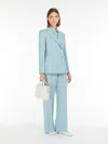 Max Mara Double-breasted Blazer In Stretch Wool Canvas In Pastel Green