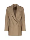 Max Mara Double Breasted Blazer In Wool Blend In Cammello
