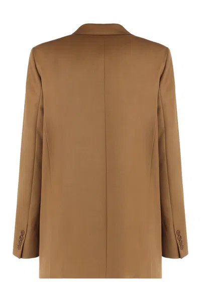 Max Mara Double-breasted Blazer In Wool In Brown