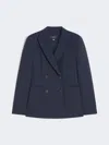 Max Mara Double-breasted Blazer In Wool Canvas In Blue