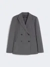 Max Mara Double-breasted Blazer In Wool Canvas In Gray