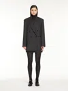 Max Mara Double-breasted Blazer In Wool Gabardine In Dark Grey