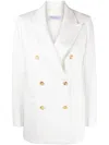 Max Mara Double-breasted Jacket Featuring Notched Lapels In White