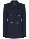Max Mara Double-breasted Blazer With Gold-tone Buttons And Tailored Fit In Black