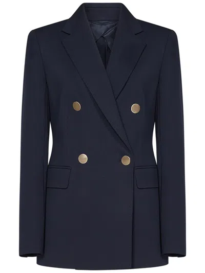 Max Mara Double-breasted Blazer With Gold-tone Buttons And Tailored Fit In Black
