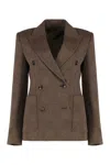Max Mara Double-breasted Blazer Zulma In Prince Of Wales In Brown