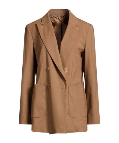 Max Mara Double Breasted Blazers In Brown