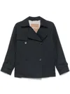 Max Mara Double-breasted Blue Parka With Cropped Silhouette In Blue