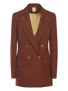 Max Mara Double-breasted Button Jacket In Brown