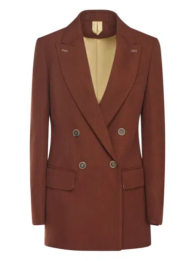 Max Mara Double-breasted Button Jacket In Brown