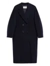 Max Mara Waist Belted Double-breasted Long Lapels Pockets In Blue