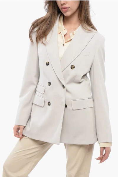 Max Mara Double-breasted Cadore Blazer With Peak Lapel In Neutral