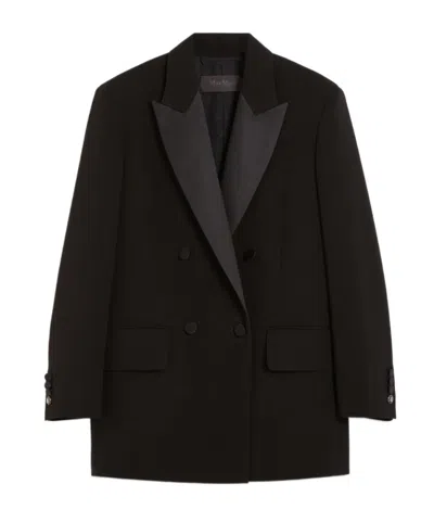 Max Mara Double-breasted Cady Blazer In Black