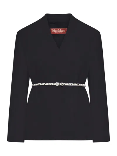 MAX MARA DOUBLE-BREASTED CADY JACKET WITH BELT