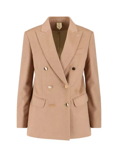 MAX MARA MAX MARA DOUBLE-BREASTED CAMEL BLAZER WITH LOGO EMBROIDERY