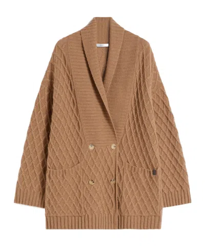 MAX MARA DOUBLE-BREASTED CAMEL-YARN CARDIGAN