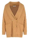 Max Mara Double-breasted Knit Cardigan Pockets In Brown