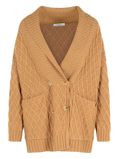 MAX MARA DOUBLE-BREASTED CAMEL-YARN CARDIGAN
