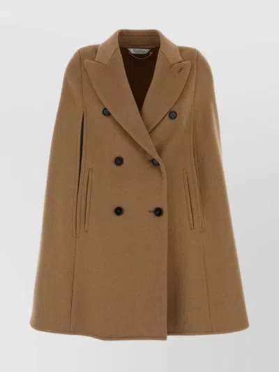 Max Mara Double-breasted Cape Featuring Button Detailing In Brown
