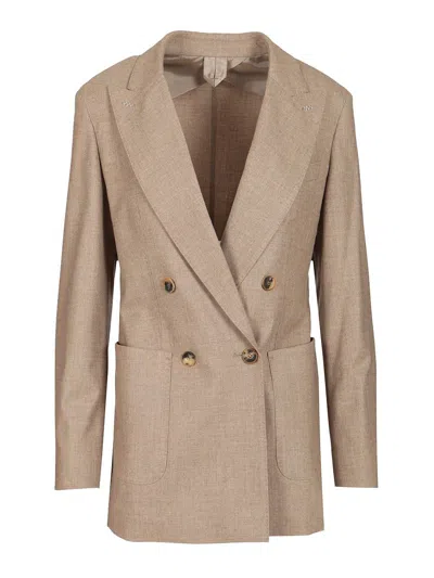 Max Mara Double-breasted Cashmere Blazer Jackets Brown