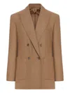Max Mara Cashmere Double-breasted Jacket Featuring Pockets In Brown