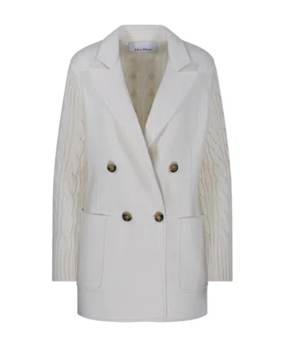 Max Mara Double-breasted Cashmere Jacket In White