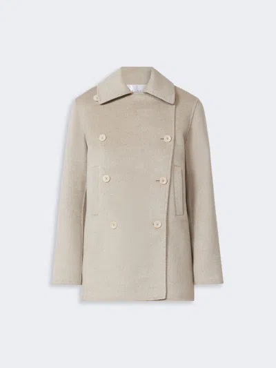 Max Mara Double-breasted Cashmere Pea Coat In Neutral
