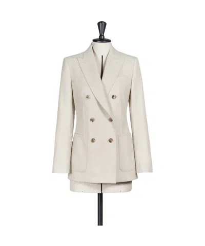 Max Mara Double-breasted Cashmere Suit Coat In White