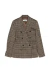 Max Mara Double-breasted Check Blazer In Brown
