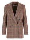 Max Mara Double-breasted Check Blazer In Multi