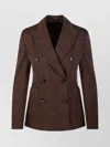 Max Mara Double Breasted Check Pattern Jersey Jacket In Brown