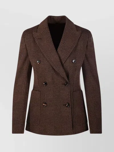 MAX MARA DOUBLE BREASTED CHECK PATTERN JERSEY JACKET