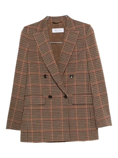 Max Mara Double-breasted Checked Jacket In Multi