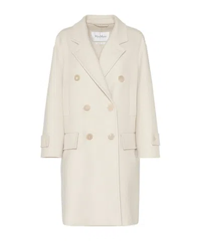 Max Mara Nogara Double Breasted Midi Coat In Light Beige