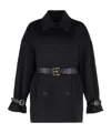 Max Mara Studio Pausa Double-breasted Virgin Wool Coat In Black