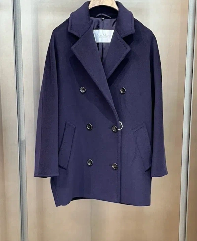 Max Mara Double Breasted Coat In Blue