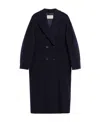Max Mara Roseto Midi Coat In Alpaca And Wool Black In Black