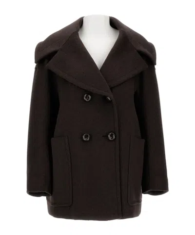 Max Mara Double-breasted Coat In Brown