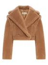 Max Mara Santos 2-in-1 Crop Vest In Teddy Fabric In Brown