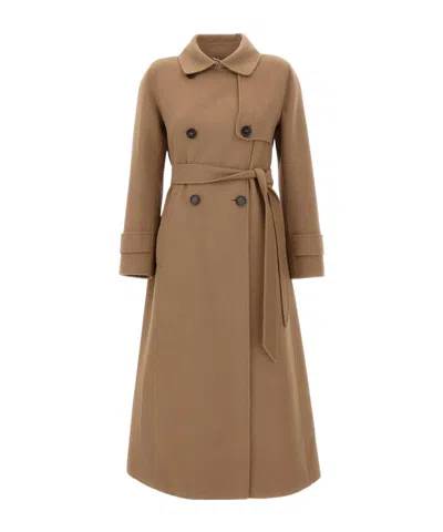 Max Mara Double-breasted Coat In Brown